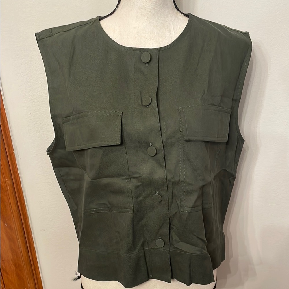 Madewell Green Utility Vest Structured Cotton
